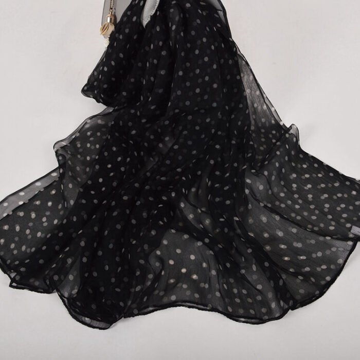 Long Sheer Printed 180*105cm Scarf – black dot 22