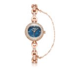 Zircon Bracelate Quartz Wristwatch – Rose Gold Blue 10