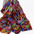 Floral Silk Scarf Shawl – red green blue 13