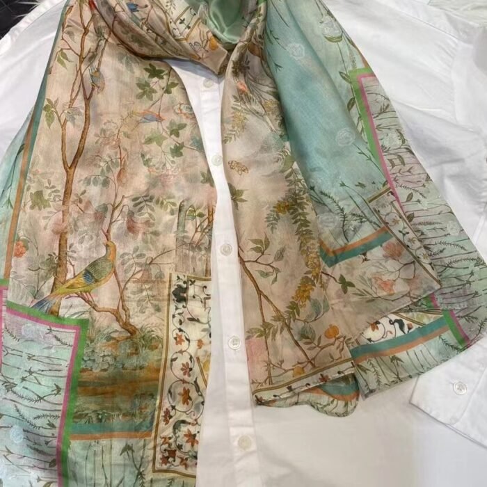 Light Printed Silk Scarf Shawl Wraps 180*110cm 4