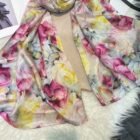 Light Printed Silk Scarf Shawl Wraps 180*110cm – pink yellow 7