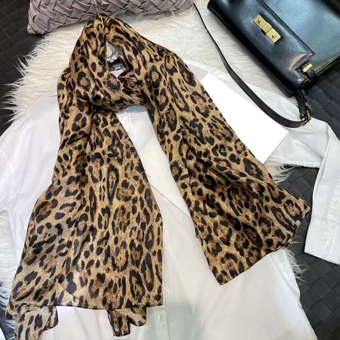 Light Printed Silk Scarf Shawl Wraps 180*110cm – coffee 8