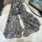 Light Printed Silk Scarf Shawl Wraps 180*110cm – black grey 11