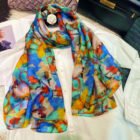 Light Printed Silk Scarf Shawl Wraps 180*110cm – yellow blue 12