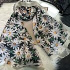 Light Printed Silk Scarf Shawl Wraps 180*110cm – green beige 15