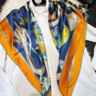Silk Ballet Girl Design Square Scarves – elegant blue 7
