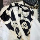 Silk Ballet Girl Design Square Scarves – black white 9