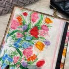 Watercolor Print Silk Long Scarf Shawl 2
