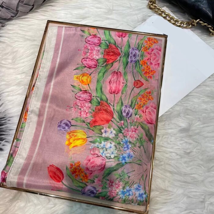 Watercolor Print Silk Long Scarf Shawl 5