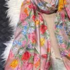 Watercolor Print Silk Long Scarf Shawl 6