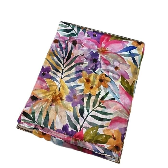Watercolor Print Silk Long Scarf Shawl – pink 18