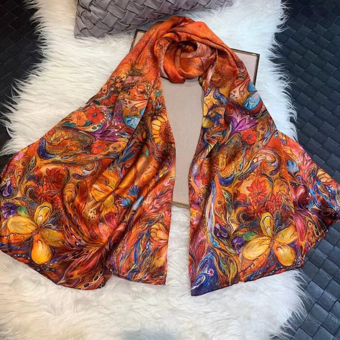 Light Silk Design Scarves – red 6