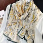 Light Silk Design Scarves – beige green 9