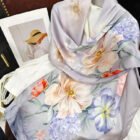 Light Silk Design Scarves – grey blue 10