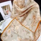 Light Silk Design Scarves – beige floral 11