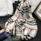 Plaid Wool Silk Scarf 84*190cm – Off white 8