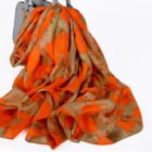 Summer Printed Silk Scarves – orange khaki 2