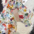 Summer Printed Silk Scarves – white flowers 5
