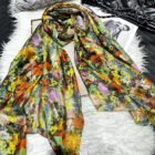 Summer Printed Silk Scarves – red yellow 6