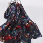 Summer Printed Silk Scarves – navy blue red 7