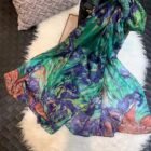 Summer Printed Silk Scarves – blue green 9